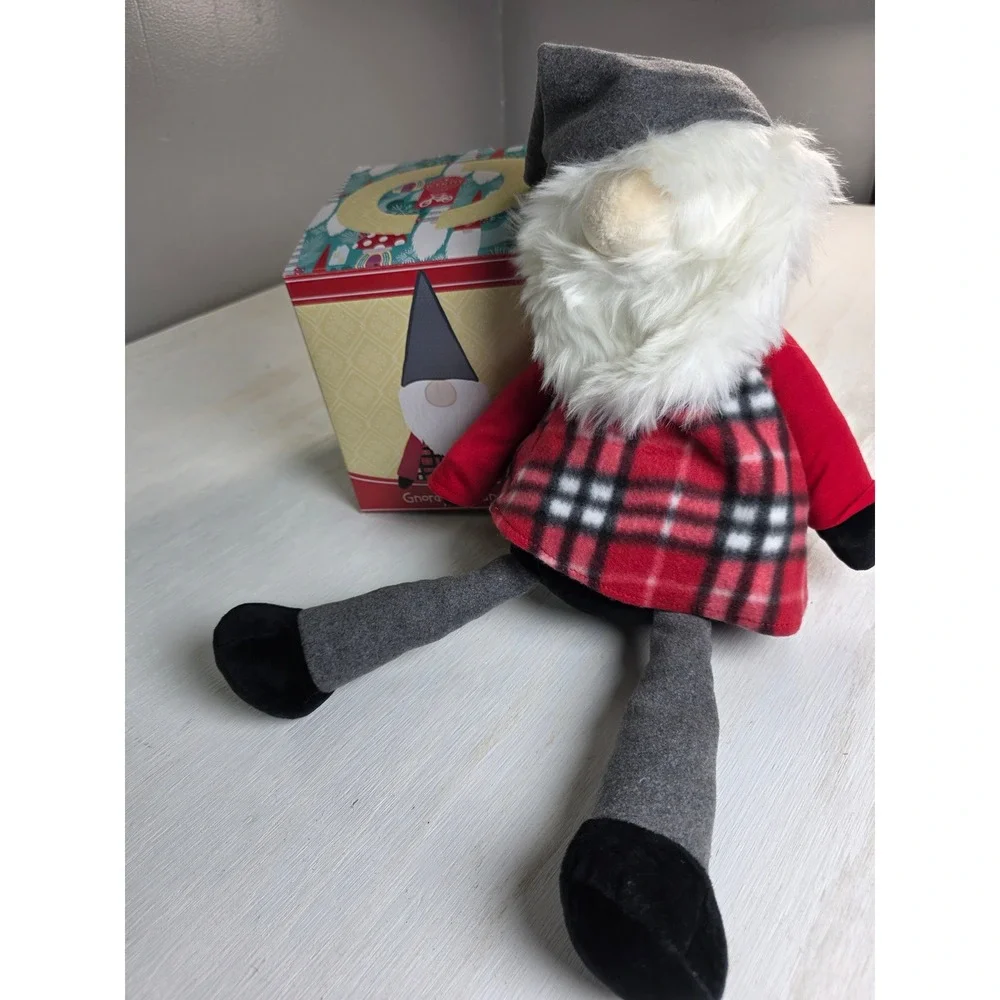 Scentsy Buddy Gnordy the Gnome Plush Red Plaid Holiday Decor Cottagecore 16in